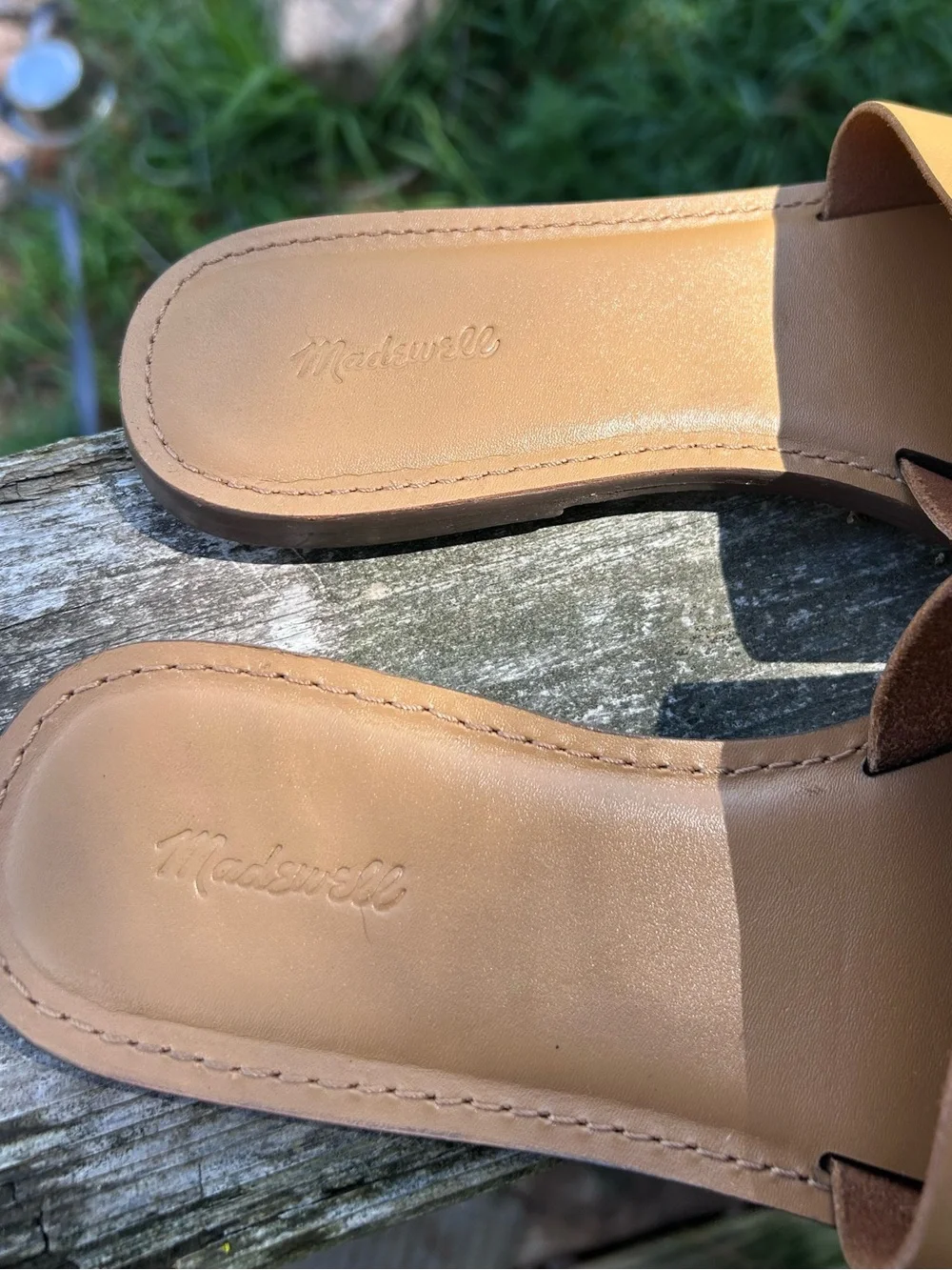 Madewell Boardwalk Post Slide Leather Sandals Tan Women’s Size 9